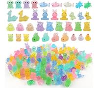 DXLing 120 Pcs Mini Glow Resin Animals Luminous Miniature Resin Animals Mixed 12 Styles Mini Animal Figures Glow in the Dark Tiny Toy ResinAnimal Figures with Stickers for Garden Dollhouse Decoration