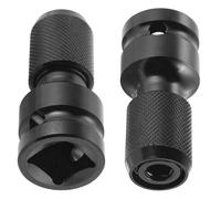 DXLing 2 Pieces Impact Adaptor 1/2 Square Drive to 1/4 Hex Shank Socket Adapter Quick Release Chuck Converter Screwdriver Bit Chucks Adaptor Conversion for Impact and Ratchet Wrench - Black