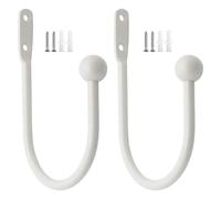 DXLing 2 Pieces Metal Curtain Holdback Decorative Curtain Drapery Holdbacks Arms Wall Mounted Curtain Tie Backs Drapery Holdbacks Hooks with Screws for Fixed Curtain and Hanging Clothes (Cream White)