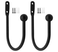 DXLing 2 Pieces Metal Curtain Holdback Decorative Curtain Drapery Holdbacks Arms Wall Mounted Curtain Tie Backs Drapery Holdbacks Hooks with Screws for Fixed Curtain and Hanging Clothes (Black)