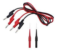 DXLing 2 Pieces Multimeter Probes Needle Tip Insulated Test Probes Copper Lead Jack Multi Meter Needle Tester Lead Probe Wire Pen Cable Red Black with Double-ended Stackable 4MM Banana Plug Test Leads