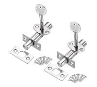 DXLing 2 Sets Door Security Rack Bolt Stainless Steel Door Bolts with 2 Star Keys Mortice Door Lock Bolt Oval Thumb Turn Anti-Theft Door Lock Bolt Protection with Matching Screws for Doors Windows