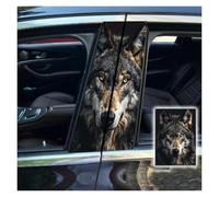 DXLSAEU 2pcs/1set Car B Pillar Sticker Decal Upgraded Vinyl Car Decals Body Side Stickers,Wolf Graphics Scratch Cover Large Sticker For Car Auto Van SUVs Trucks 19.6''(Brown Mix)