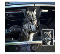 DXLSAEU 2pcs/1set Car B Pillar Sticker Decal Upgraded Vinyl Car Decals Body Side Stickers,Wolf Graphics Scratch Cover Large Sticker For Car Auto Van SUVs Trucks 19.6''(White Brown)