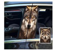 DXLSAEU 2pcs/1set Car B Pillar Sticker Decal Upgraded Vinyl Car Decals Body Side Stickers,Wolf Graphics Scratch Cover Large Sticker For Car Auto Van SUVs Trucks 19.6''(Brown 2)