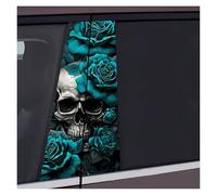 DXLSAEU 2PCS Car B-Pillar Vinyl Decals, Horror Skull Skeleton Personalized Vehicle Door Pillar Sticker, Waterproof Sun Protection Scratch Cover(STYLE A)