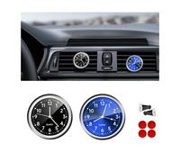 DXNQ 2PCS Stick on Dashboard Car Clock, Mini Luminous Analog Clock with Vent Clip & Adhesive Tape, Tiny Watch Pocket Clock Air Vent Dashboard Decor for Car Motorcycle Bike Home (Blue+Black)