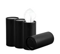 DXNQ 4 PCS Car Tissues Holder, Car Cup Holder Refillable Travel Tissues Tube with Facial Tissues, Portable Cylinder Round Tissue Boxes Container Decor for Car Office Home (Black)