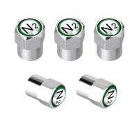 DXNQ 5 Pieces Brass Tire Valve Stem Caps, Durable Chrome Plated Brass Tire Valve Stem Caps with N2 Sign Logo on the Top, Tire Valve Stem Caps Covers