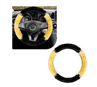 DXNQ Diamond Fluffy Steering Wheel Cover, 15 Inch Bling Crystal Rhinestones Steering Wheel Protector, Winter Warm Universal Steering Wheel Pad for Women Girls, Car Accessories (Yellow)
