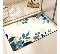DXomhl Stone Bath Mat 50x80cm Super Absorbent Quick Dry Shower Bathroom Mat, Non-Slip Washable Kitchen Rugs for Floor Decor, Thin Bathmat Bathroom Accessories Under Door Carpet, Rug Leaves 7-824