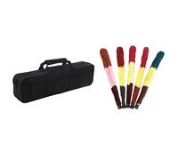 Dxoniislh 1 Pcs Nylon Padded Flute Bag Carry Case Cover Shoulder Strap & 1 Pcs 52cm Soft Cleaning Brush Cleaner Saver Pad