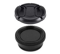 Dxoniislh 1 set Black Plastic Camera Body Cover + Rear Lens Cap For Digital SLR & 1pcs Univeral 49mm Center Pinch Front Lens Cap For DSLR Camera