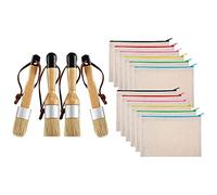 Dxoniislh 1 Set Chalk and Wax Brushes Brush with Bristles & 1 Set Multipurpose Cosmetic Bag Makeup