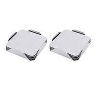 Dxoniislh 12X Coasters - Stainless Steel Holder with Coaster Set -Drink Milk Coffee Tea Cup Mugs Holders Square
