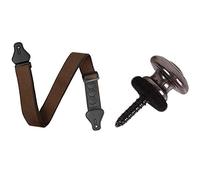Dxoniislh 1x Guitar Strap with 3 Pick Holders & Acoustic Guitars (Coffee) & 6 Pieces Mushrooms Guitar Strap Buttons