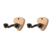 Dxoniislh 2X Wall Mount Guitar Hanger Hook Wood Base Banjo Bass Acoustic Electric Guitar Neck Holder Stand with Picks Slot,A