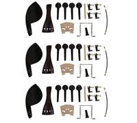 Dxoniislh 3X 4/4 Ebony Violin Parts Tailpiece Pegs Chinrest Maple Bridge Set