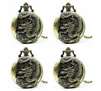 Dxoniislh 4X Large Bronze Embossed Chinese Style Nostalgic Retro Pocket Watch
