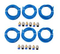 Dxoniislh 6X PTFE Tube Ptfe Blue Tubing(1.5 Meters) with 6 Pieces Pc4-M6 Fittings and 6 Pieces Pc4-M10 Tube Push Fitting