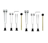 Dxoniislh 8 Pack Tuning Fork Set(128Hz, 256Hz, 512Hz) with Tuning Fork Hammer for Sound Sound Vibration Tool with Base,Silver