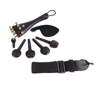 Dxoniislh A Natrual Ebony Wood 4/4 Violin Accessories Set Of 4PCS Pegs, with Guitar Strap Ukulele Guitar Black Strap Belt Adjustable Nylon Ends for Guitars