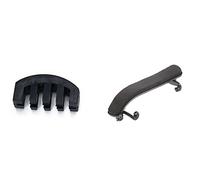 Dxoniislh Rubber 4/4 Violin Practice Mute Black with 4/4 Black Violin Shoulder Rest Fully Adjustable for Both Height and Angle