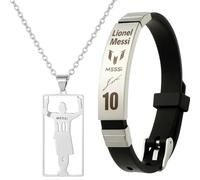 DXPETA 2-Piece Necklace and Bracelet Set, Football Kit Kids,Gifts for Boys Who Love Football, Adjustable Stainless Steel Necklace Silicone Bracelet for Men, Silicone Football Accessories for Fans