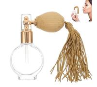 DXPETA 2-Piece Vintage Perfume Bottle with Gold Tassel Bulb Glass Atomizer Set, Refillable Perfume Decanter for Vanity Decor Aesthetic, Fine Mist Empty Glass Spray Bottle for Scents