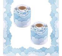 DXPETA 2 Rolls Bulletin Board Borders, Cloud Display Wallpaper Border Self Adhesive, Classroom Office Party Decorative Display Border, 65.61 ft (Blue)