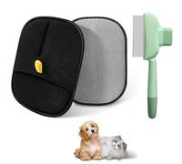 DXPETA 2Pcs Cat Grooming Gloves with 1Pcs Comb, Pet Hair Removal Glove for Dogs and Cats, Electrostatic Pet Hair Remover Mitt, Static Removal Gloves for Furniture and Car Seats (20x15cm)