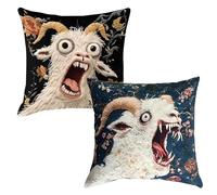 DXPETA 2Pcs Screaming Goat Pillow Cover, 18x18 Inch Funny Goat Pillows for Humorous Home Decor, Animal Throw Pillows, Cushion Covers for Living Room Sofa and Bedroom