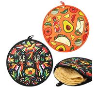 DXPETA 2pcs Tortilla Warmer, Two Taco Holders with Corn Tortillas and Tortilla Wraps Storage, Ideal for Wraps Tortilla and Taco Holders, Dimensions 30 by 30 Cm