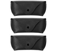 DXPETA 3 Pack Leather Glasses Case, Hard Sunglasses Travel Case with Premium PU Leather, Stylish Sunglasses Case for Men & Women, Black