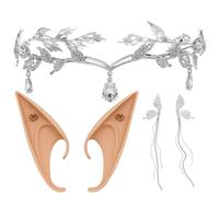 DXPETA 3PCS SET Elf ears, elf ears adult, Elf Costume Headwear,Headpiece for Fantasy Renaissance and Halloween Costume Accessories