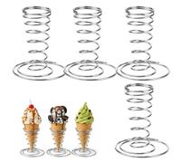 DXPETA 4-Pack Ice Cream Cone Holder Stand, Stainless Steel Waffle Cone Stand for Party Food Cone Rack, Sushi Hand Roll Rack for Dessert Table Display, Durable and Stable Sweet Stand