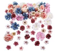 DXPETA 70 Pcs Artificial Flower Heads, Small Artificial Flowers for Cake Decoration, Craft Flowers for Party and DIY Projects, Ready-to-Use Flower Decorations for Home and Gift Wrapping