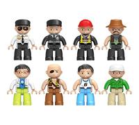 DXPETA 8 Large Building Figures, STEM Learning Toy for Kids Age 3-8, Magnetic Play People, Compatible with Major Building Block Brands, 4.75 * 3 * 6.75cm