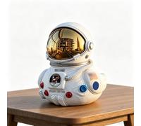 DXPETA Artemis Astronaut Duck, NASA Artemis 2 Mission Patch Design, Collectible White Astronaut Figure for Display, Compact Size 7 x 8 x 9 cm