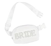 DXPETA Bride Bag, Bride Handbag, Hen Do Accessories for Bridal Showers and Wedding Day Essentials, White Tote with Multiple Pockets for Personal Items Organisation