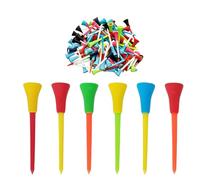 DXPETA Golf Tees Plastic, Rubber Golf Tees for Mats, Winter Golf Tees, Callaway Supersoft Golf Balls, Titleist Golf Balls, Yellow Golf Balls, 50-Piece Mixed Colour Set with 83 Mm Length