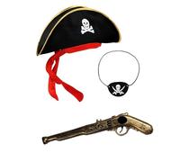 DXPETA Pirate Accessories, Pirate Hat Kids Adult, Pirate Costume, Set,Pirate Hat, Pirate Eye Patch, Halloween Pirate Captain Dress Up Set For Pirates Of The Caribbean Party, Dress Up For Kids Cosplay