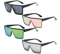 DXPETA Rave Glasses, Rave Sunglasses, Square Sunglasses, Four Pack of Oversized Square Sunglasses for Men and Women with Various Lens Options, Dimensions 143 mm by 54 mm
