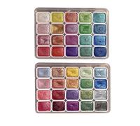 DXPETA Watercolour Paint Set,watercolour paints, 2 Glitter Metallic Watercolour Paints, Ideal for Beginners and Artists, Portable 10 * 7cm QT Set for Outdoor Painting and DIY Projects