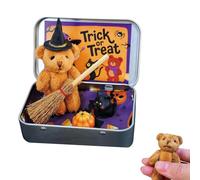 DXPETA Worry Bear Hug in A Box, Halloween Mini Bears with Broom,Pumpkin & Cat, A Little Pocket Bear Hug, Emotional Support Plush Animal Toys, Bears Doll,Positive for Kids,Friends
