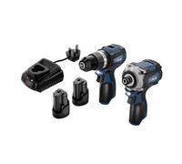 DXPULSE 12V Brushless Combi Drill & Impact Driver Kit, 1/4" Hex Drive, 2 x 2.0Ah Batteries, Charger, LED Light, Screwdriver & Drill Bits, Compact Cordless Kit