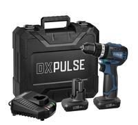 DXPULSE 12V Brushless Combi Drill Kit, Cordless Drill Driver with Hammer Function, 2 x 4.0Ah Batteries, Fast Charger, 10mm Metal Chuck, 21+3 Torque, Case & Bits