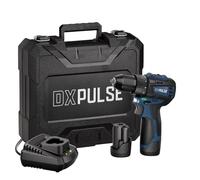 DXPULSE 12V Brushless Drill Driver Kit, Cordless Drill with 18+1 Torque, 2 x 2.0Ah Batteries, Charger, 10mm Metal Chuck, LED Light, Case & Drill Bits