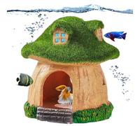 DXQCHDUO Fish House for Aquarium,Resin Fish Tank Decoration,Mushroom House Fish Cave Shrimp Hideout Shelter with Lifelike Moss,Reptiles Fish and Shrimp Shelter Landscape Cave Decor