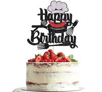 Dxsdgetue Chef Happy Birthday Cake Topper, Cooking Theme Birthday Party Decoration, Cooker Sign Cake Decor,Boys Girls Men Women day Party Celebration Decor Supplies